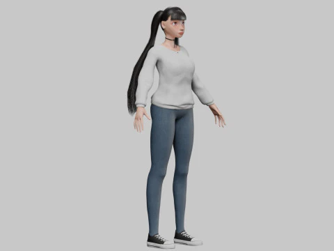 Classic cartoon girl V24902 3D Model