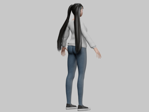 Classic cartoon girl V24902 3D-Modell