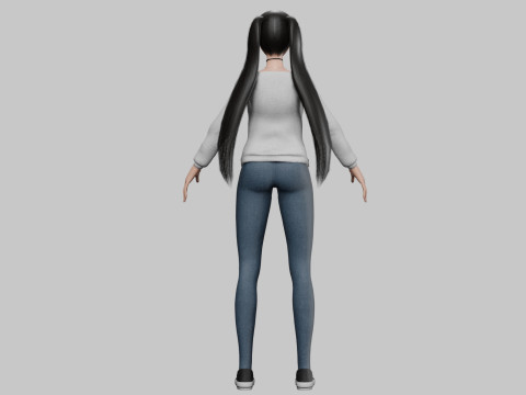 Classic cartoon girl V24902 3D-Modell