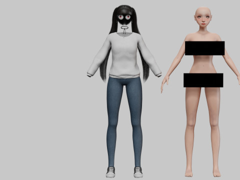 Classic cartoon girl V24902 3D-Modell