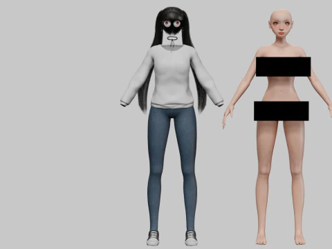 Classic cartoon girl V24902 3D Model