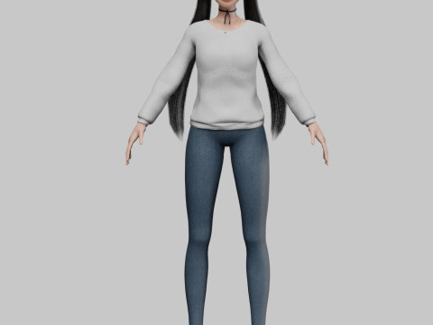Classic cartoon girl V24902 3D-Modell