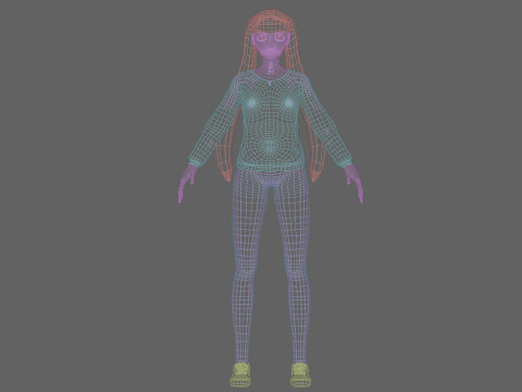 Classic cartoon girl V24902 3D-Modell