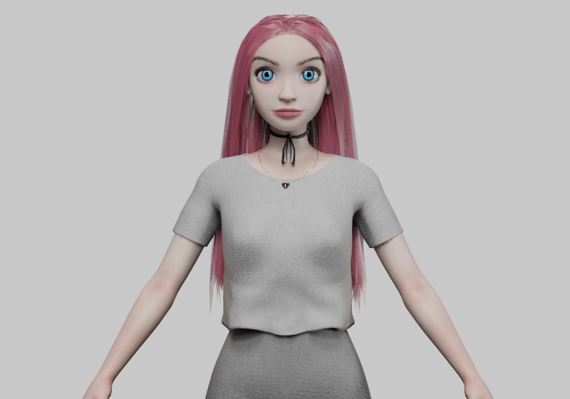 Classic cute girl V31732 Modello 3D .c4d .max .obj .3ds .fbx .stl .blend 