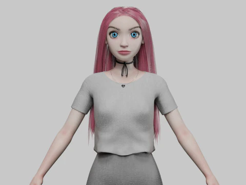 经典萌妹子V31732 3D 模型