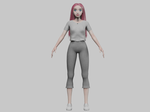 Classic cute girl V31732 Modello 3D