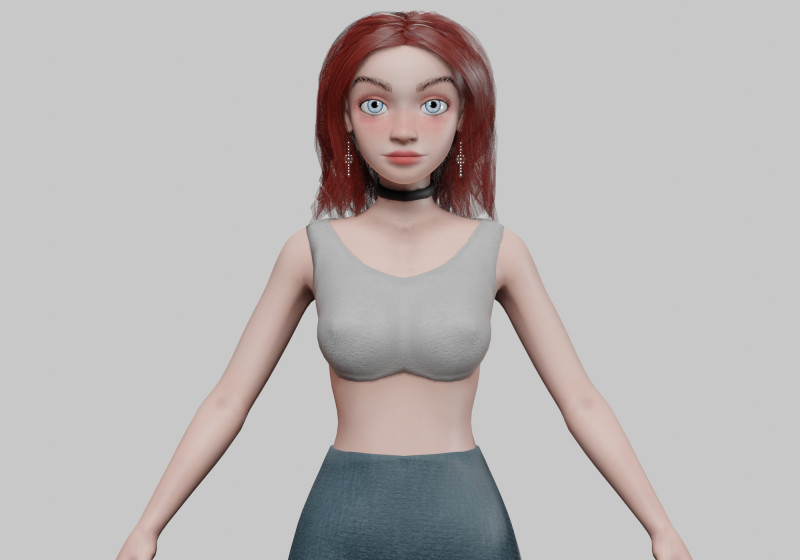 Cool cartoon girl V29800 3D Модель .c4d .max .obj .3ds .fbx .stl .blend 