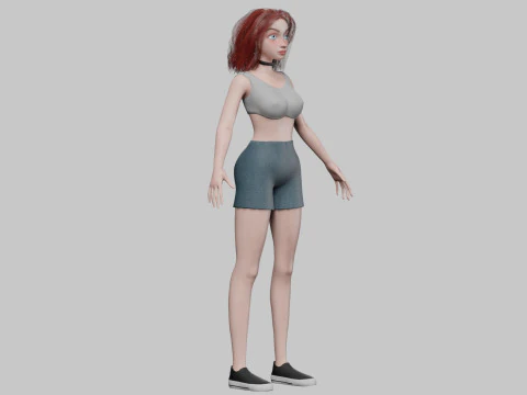 Cool cartoon girl V29800 3D Model