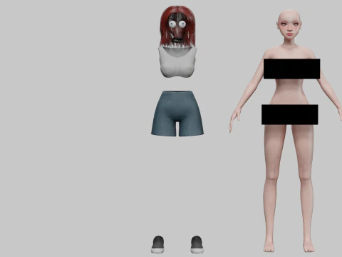 Cool cartoon girl V29800 3D Model