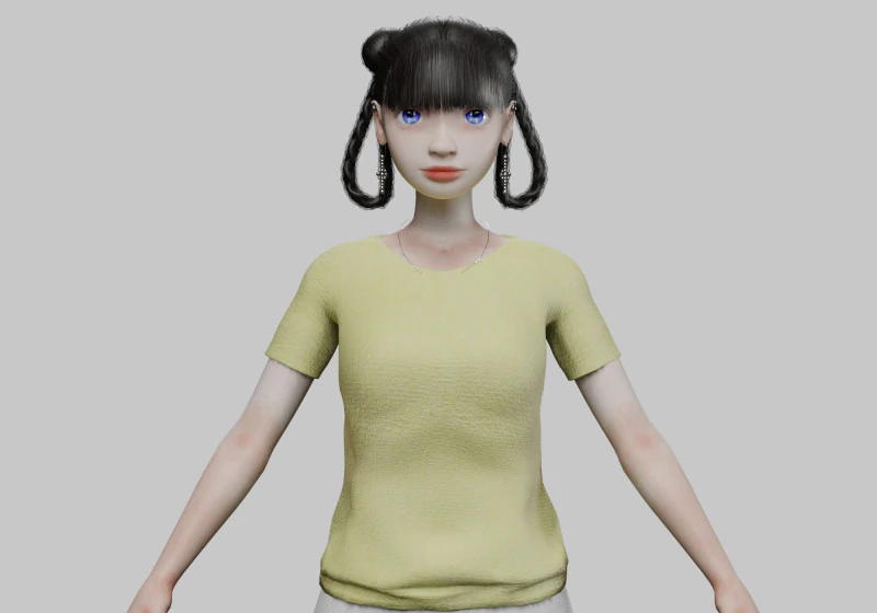 Gadis dasar yang lucu V28726 Model 3D .c4d .max .obj .3ds .fbx .stl .blend 