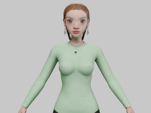 Cute cartoon girl V28675 3D Model