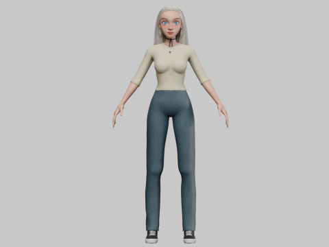 Cute classic girl V31300 Modello 3D
