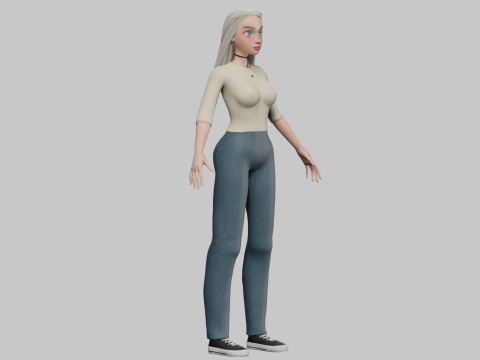 Cute classic girl V31300 Modello 3D