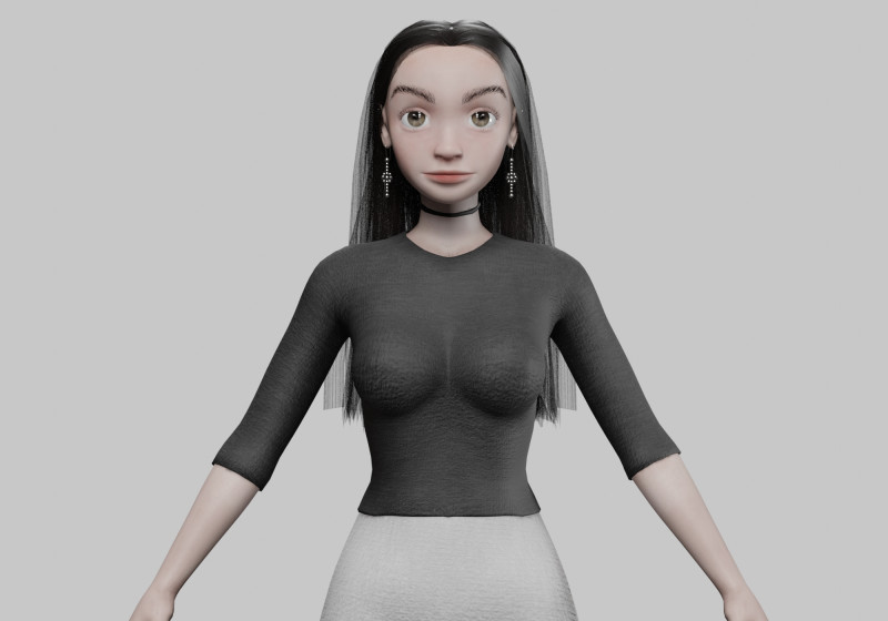 Cute cool girl V29001 Model 3D .c4d .max .obj .3ds .fbx .stl .blend 