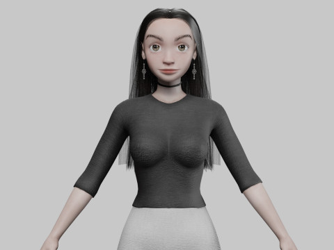 Cute cool girl V29001 Model 3D
