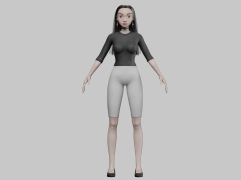 Cute cool girl V29001 Model 3D