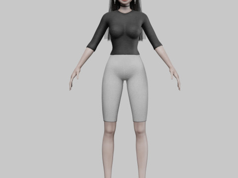 Cute cool girl V29001 Model 3D