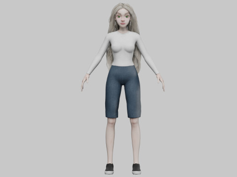 Pretty cartoon girl V38674 Modèle 3D