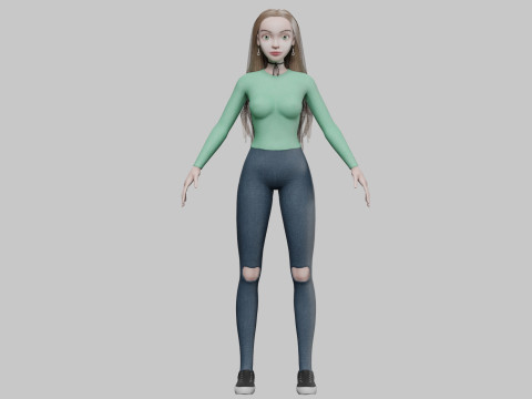 Pretty cool girl V33406 Modelo 3D