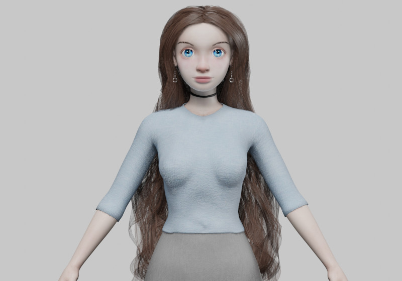 Pretty cute girl V37463 3D Модель .c4d .max .obj .3ds .fbx .stl .blend 