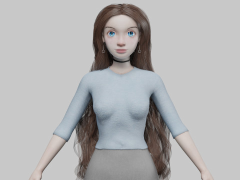 Pretty cute girl V37463 3D-Modell