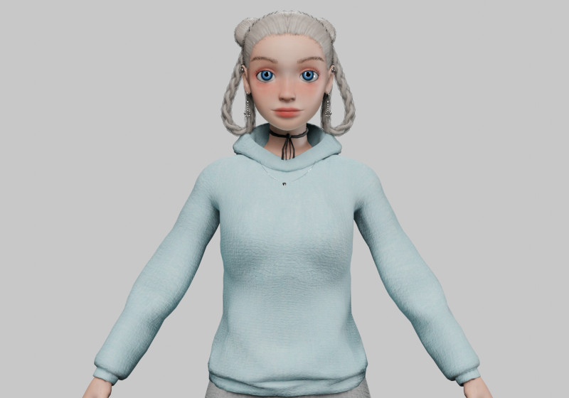 Pretty stylized girl V32015 3D 모델 .c4d .max .obj .3ds .fbx .stl .blend 