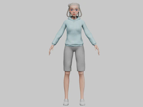 Pretty stylized girl V32015 3D Model