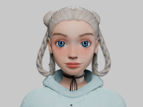 Pretty stylized girl V32015 3D 모델
