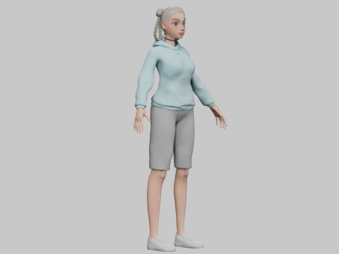 Pretty stylized girl V32015 3D 모델