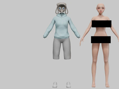 Pretty stylized girl V32015 3D Model