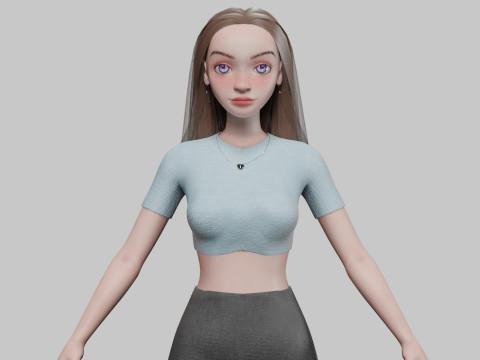 Pretty young girl V29248 3D 模型