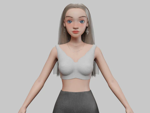 मानक कार्टून लड़की V30158 3D मॉडल