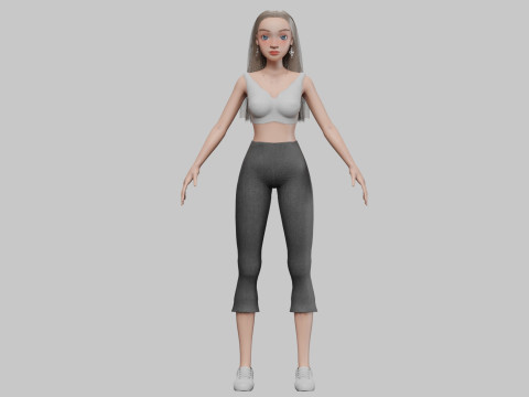 Standard cartoon girl V30158 3D Model