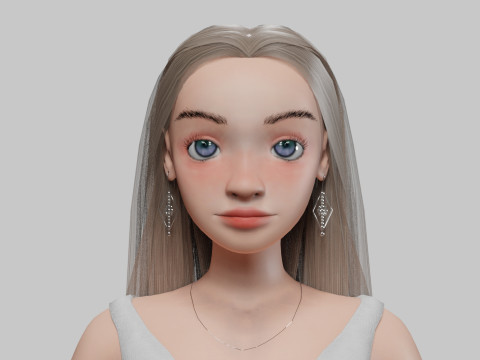 Standard cartoon girl V30158 3D Model