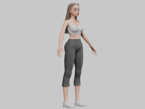 Standard cartoon girl V30158 3D Model