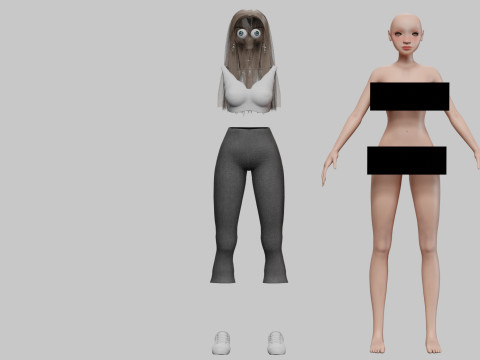 Standard cartoon girl V30158 3D Model