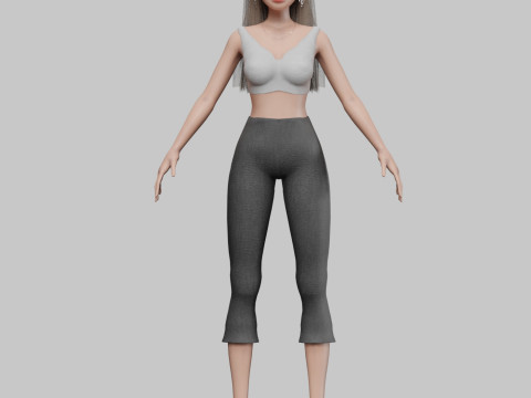 Standard cartoon girl V30158 3D Model