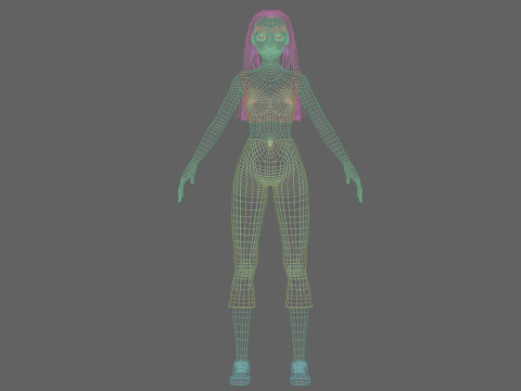 Standard cartoon girl V30158 3D Model