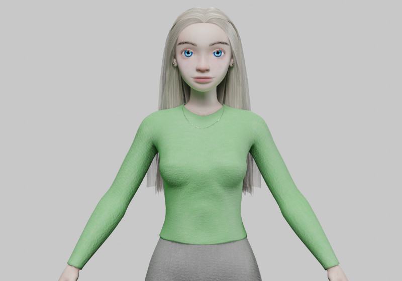 Stylized pretty girl V27976 3D Model .c4d .max .obj .3ds .fbx .stl .blend