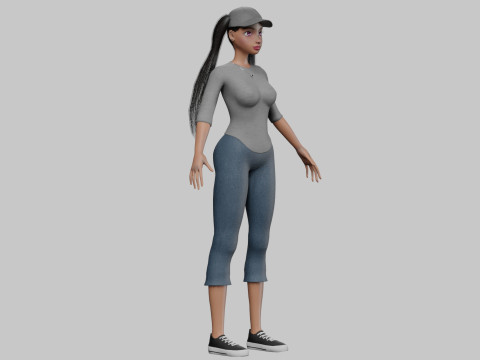 Sweet cartoon girl V27508 Modèle 3D