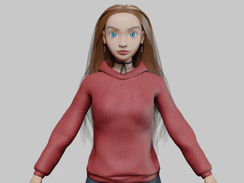 Słodka, ładna dziewczyna V32267 Model 3D