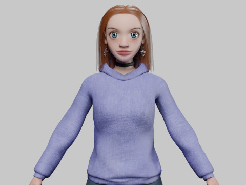 Young cartoon girl V33210 3D मॉडल