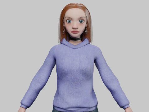 Giovane ragazza animata V33210 Modello 3D