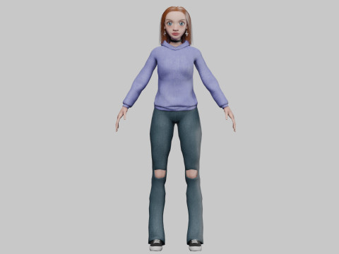 Young cartoon girl V33210 3D Model