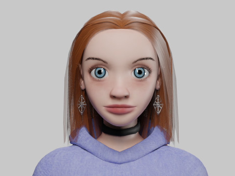 Young cartoon girl V33210 3D Model