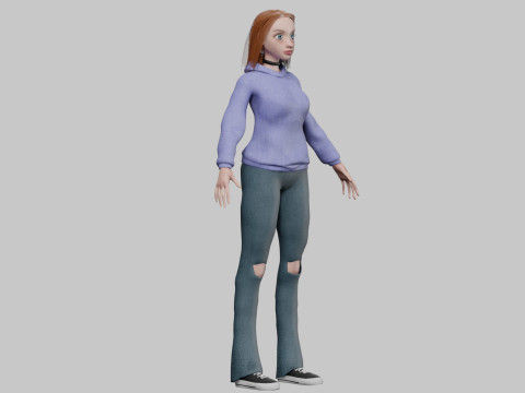 Young cartoon girl V33210 3D Model