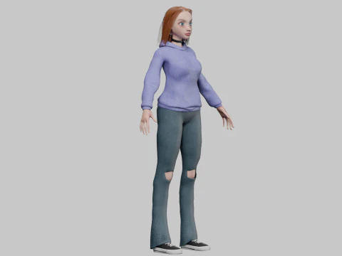 Young cartoon girl V33210 3D Model