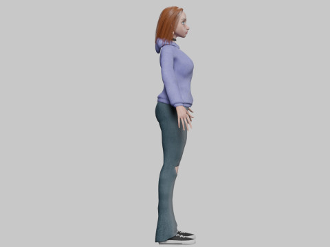 Young cartoon girl V33210 3D Model