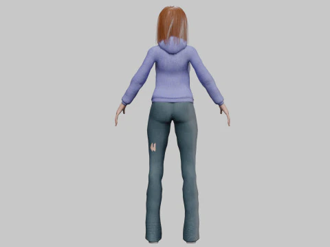 Young cartoon girl V33210 3D Model
