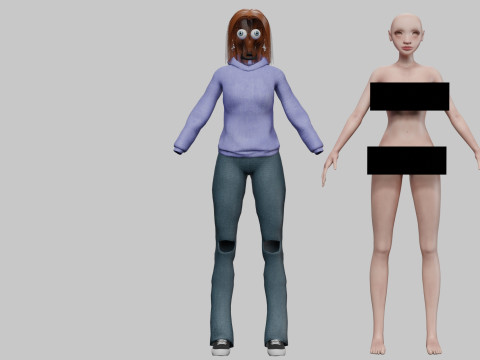 Young cartoon girl V33210 3D Model